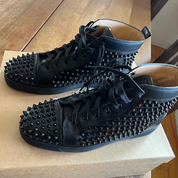Christian Louboutin Black Orlando Flat Spiked Sneakers - Picture 4 of 16